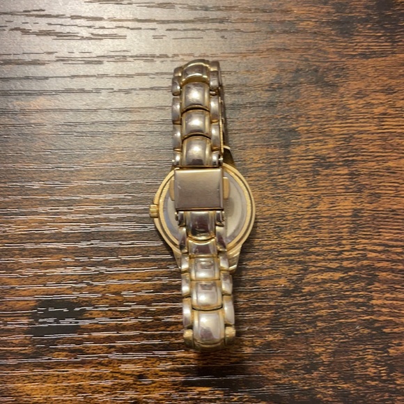 Gold and silver rhinestone watch